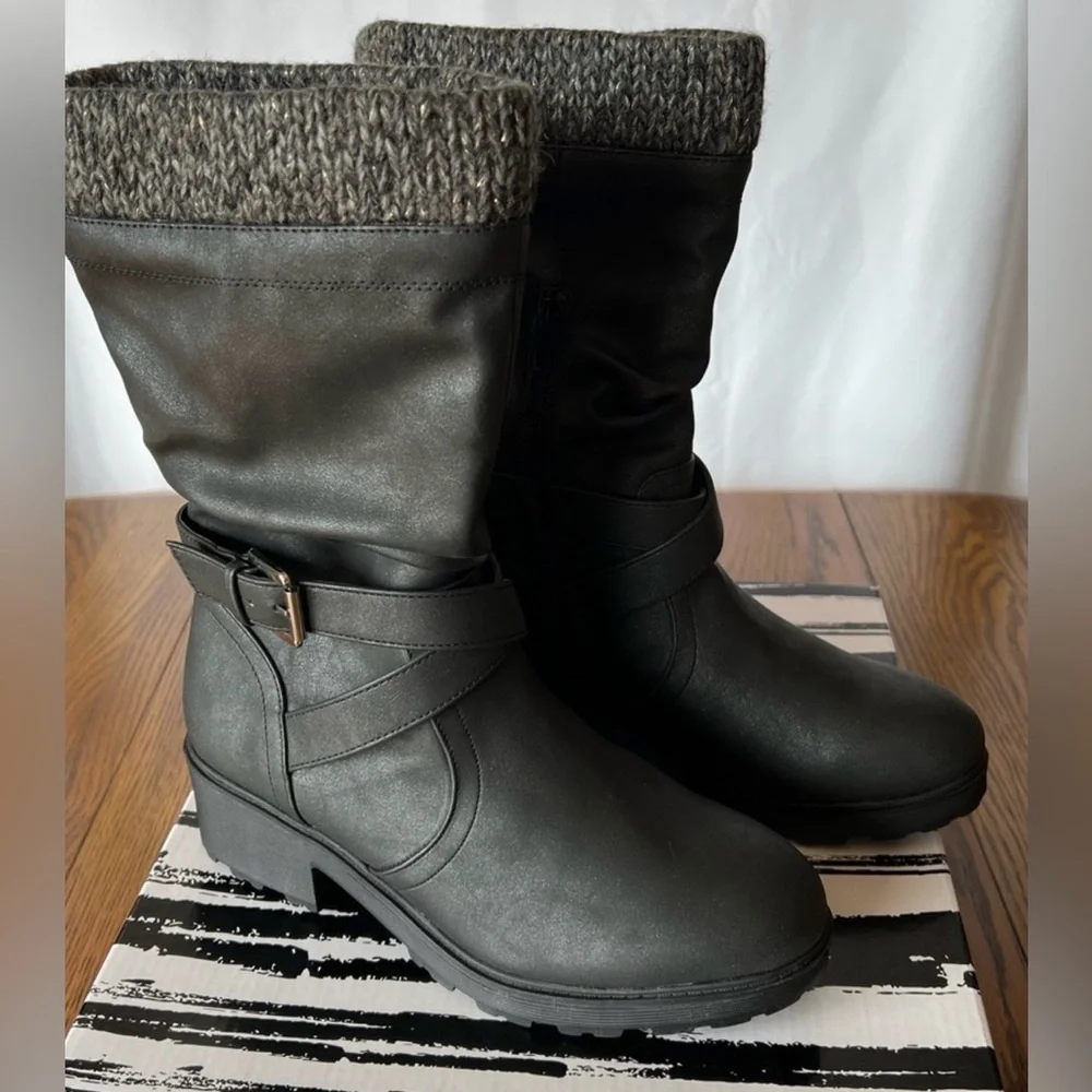 DV Dolce Vita Girls Nicky Buckle Accent Moto Western Fashion Black‎ Boots 3 M
